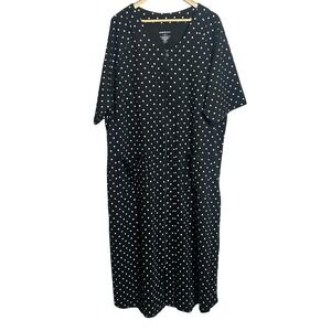 Dreams Co Polka Dot Zipper Front House Dress Women's Size‎ 1X Plus Loungewear